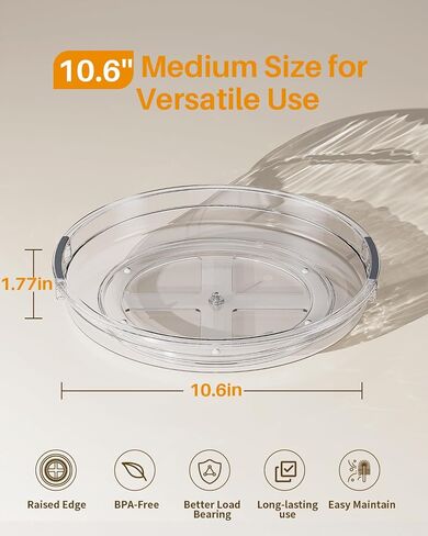 LAMU 2 Pack Lazy Susan Organizer 9.25 inch Turntable for Cabinet, Small Spice Organization for Cabinet, Kitchen, Pantry, Table Top, Fridge, Countertop, Medicine Cabinet Organizer, Clear in Kuwait