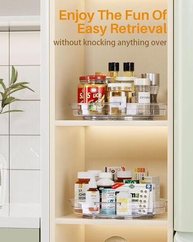 LAMU 2 Pack Lazy Susan Organizer 9.25 inch Turntable for Cabinet, Small Spice Organization for Cabinet, Kitchen, Pantry, Table Top, Fridge, Countertop, Medicine Cabinet Organizer, Clear in Kuwait
