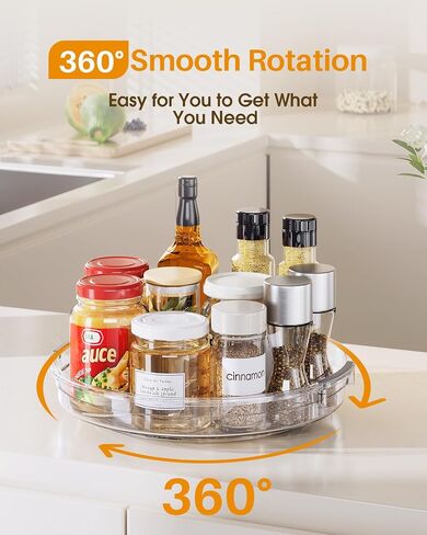 LAMU 2 Pack Lazy Susan Organizer 9.25 inch Turntable for Cabinet, Small Spice Organization for Cabinet, Kitchen, Pantry, Table Top, Fridge, Countertop, Medicine Cabinet Organizer, Clear in Kuwait