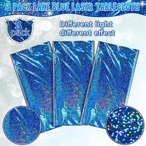 4 عبوات من مفارش المائدة البلاستيكية الوردية القزحية، أغطية طاولات مستطيلة بالليزر لامعة للاستعمال مرة واحدة من FunnyPars، مفرش طاولة من رقائق ثلاثية الأبعاد لتزيين الحفلات لأعياد الميلاد وحفلات الزفاف وعيد الميلاد، مقاس 54 × 108 بوصة in Kuwait