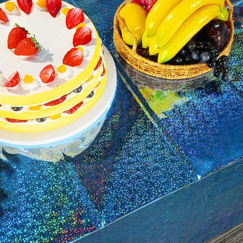 4 عبوات من مفارش المائدة البلاستيكية الوردية القزحية، أغطية طاولات مستطيلة بالليزر لامعة للاستعمال مرة واحدة من FunnyPars، مفرش طاولة من رقائق ثلاثية الأبعاد لتزيين الحفلات لأعياد الميلاد وحفلات الزفاف وعيد الميلاد، مقاس 54 × 108 بوصة in Kuwait