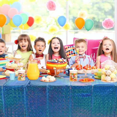 4 عبوات من مفارش المائدة البلاستيكية الوردية القزحية، أغطية طاولات مستطيلة بالليزر لامعة للاستعمال مرة واحدة من FunnyPars، مفرش طاولة من رقائق ثلاثية الأبعاد لتزيين الحفلات لأعياد الميلاد وحفلات الزفاف وعيد الميلاد، مقاس 54 × 108 بوصة in Kuwait