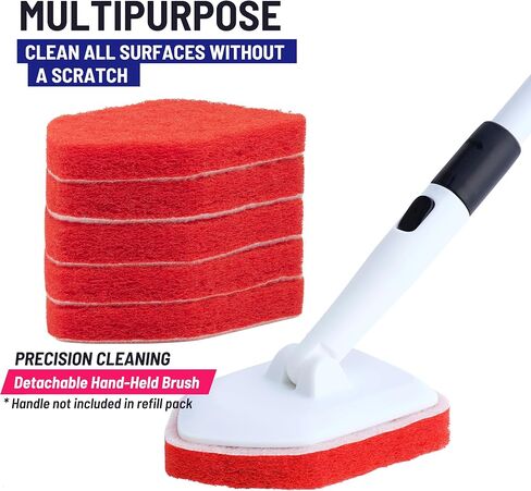 Replacement Scrubber Refill for Extendable Tub Tile Shower Brush for Cleaning Non-Scratch (2X Scrubber Sponge Red) in Kuwait