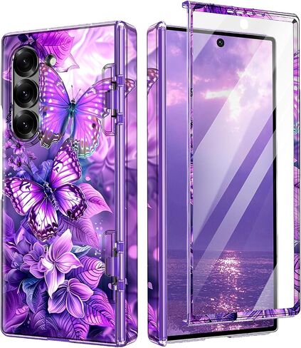 Btscase لـ Samsung Galaxy Z Fold 5 Case ، تم إنشاؤه في واقي الشاشة الأمامية ، ونمط رخام Gold Gold Glitter. in Saudi Arabia