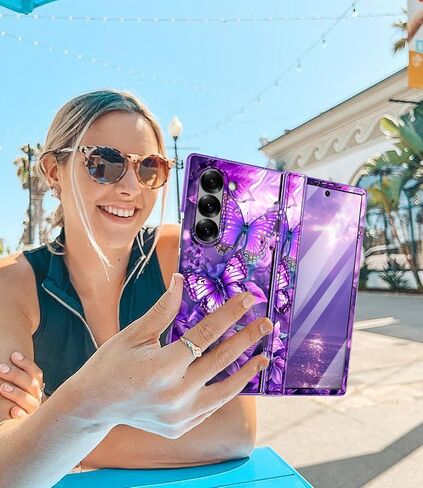 Btscase لـ Samsung Galaxy Z Fold 5 Case ، تم إنشاؤه في واقي الشاشة الأمامية ، ونمط رخام Gold Gold Glitter. in Saudi Arabia