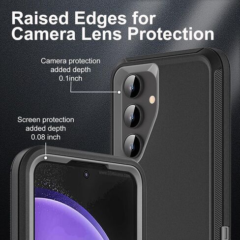 for Samsung Galaxy S23 FE Case, Military Grade 3 in 1 Heavy Duty Shockproof/Drop Proof/Dust Proof Case with 2Pcs Tempered Glass Screen Protector (Black/Grey) in Saudi Arabia