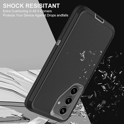 for Samsung Galaxy S23 FE Case, Military Grade 3 in 1 Heavy Duty Shockproof/Drop Proof/Dust Proof Case with 2Pcs Tempered Glass Screen Protector (Black/Grey) in Saudi Arabia