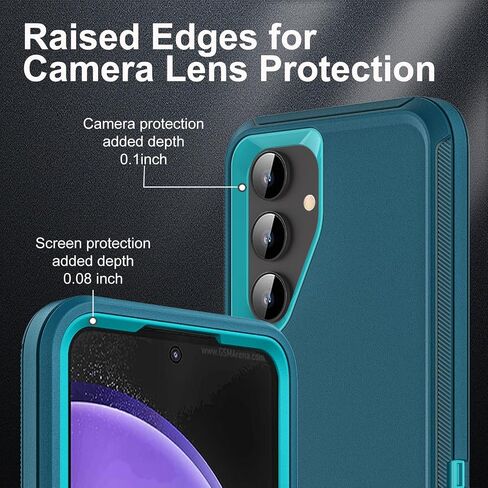 for Samsung Galaxy S23 FE Case, Military Grade 3 in 1 Heavy Duty Shockproof/Drop Proof/Dust Proof Case with 2Pcs Tempered Glass Screen Protector (Black/Grey) in Saudi Arabia
