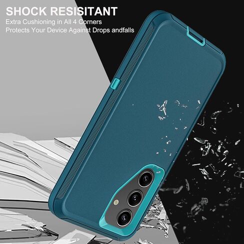 for Samsung Galaxy S23 FE Case, Military Grade 3 in 1 Heavy Duty Shockproof/Drop Proof/Dust Proof Case with 2Pcs Tempered Glass Screen Protector (Black/Grey) in Saudi Arabia