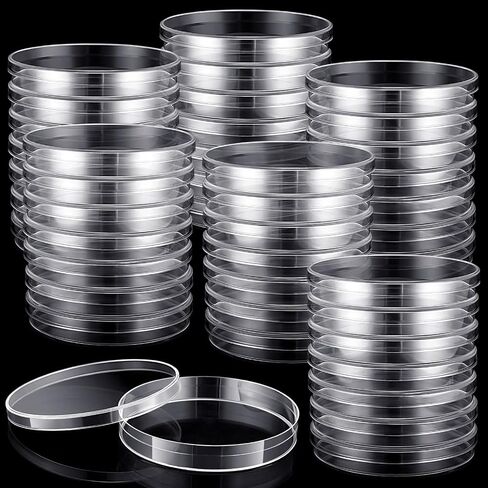 Kigley 400 Pcs Sterile Plastic Petri Dishes with Lids 60mm Dia x 15mm Deep Clear Culture Dish Lab Petri Dishes for Lab Science Experiment Lab Analysis Equipment School Projects Supplies in Kuwait