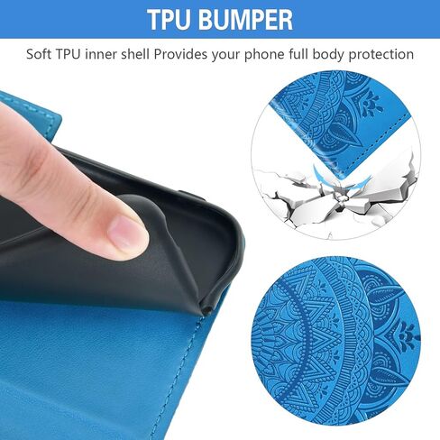 Asuwish Phone Case for Tracfone BLU View 4 B135DL Wallet Cover Tempered Glass Screen Protector Credit Card Holder Flip Purse Wrist Strap Stand Cell Accessories Blue View 2 2023 View4 135DL Women Gray in Saudi Arabia
