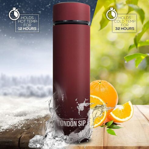 Here & Now Tea Infuser Bottle | Water Bottle With Tea Infuser Set | Stainless Steel Tea Infuser Travel Mug | Tea Bottle With Infusers For Loose Tea (Midnight Teal) in Kuwait
