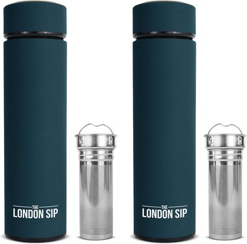 Here & Now Tea Infuser Bottle | Water Bottle With Tea Infuser Set | Stainless Steel Tea Infuser Travel Mug | Tea Bottle With Infusers For Loose Tea (Midnight Teal) in Kuwait