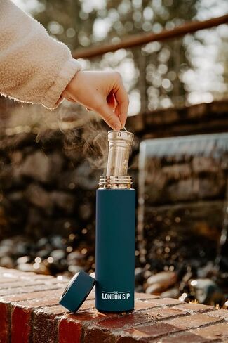 Here & Now Tea Infuser Bottle | Water Bottle With Tea Infuser Set | Stainless Steel Tea Infuser Travel Mug | Tea Bottle With Infusers For Loose Tea (Midnight Teal) in Kuwait