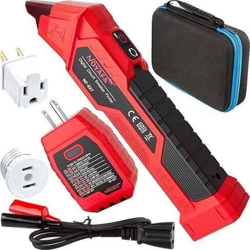 NOYAFA NF-827 مكتشف قاطع الدائرة الكهربائية، ترقية جديدة تحدد بسرعة 90-120 فولت NCV مجموعة أدوات البحث عن قاطع الدائرة الكهربائية مع جهاز اختبار منفذ GFCI المتكامل، جهاز اختبار كهربائي مع حقيبة تخزين، مصباح يدوي in Kuwait