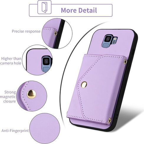 حقيبة محفظة لـ Samsung Galaxy S9 مع حزام الكتف حزام معصم الحبل المحفظة النحيفة ، حامل بطاقة الائتمان الجلدية ، غطاء الهاتف الخلوي لـ S 9 Edge 9S GS9 النساء الأخضر in Saudi Arabia