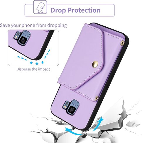 حقيبة محفظة لـ Samsung Galaxy S9 مع حزام الكتف حزام معصم الحبل المحفظة النحيفة ، حامل بطاقة الائتمان الجلدية ، غطاء الهاتف الخلوي لـ S 9 Edge 9S GS9 النساء الأخضر in Saudi Arabia