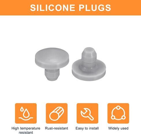 uxcell 38Pcs Silicone Plugs, Rubber Round Snap in Locking Hole Plugs for 3.5mm Hole, Hole Stoppers Waterproof Hole Plug for Metal Tube, Furniture End Caps Inserts, Black in Kuwait