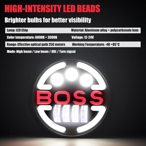 7 Inch Motorcycle LED Headlight Daymaker Compatible with Harley Davidson Touring Softail FLD, SKull Style (SKULL, 1) in Saudi Arabia