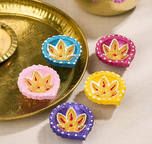 IndoTribe 12Pc Diwali Diyas For Decoration Diwali Decorations For Home Diwali Lights Diwali Decor Diwali Diya Diwali Candle Diwali Gifts For Friends Clay Diya For Diwali Tea Lights Candles Diwali Diya in Saudi Arabia