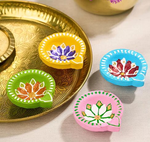 IndoTribe 12Pc Diwali Diyas For Decoration Diwali Decorations For Home Diwali Lights Diwali Decor Diwali Diya Diwali Candle Diwali Gifts For Friends Clay Diya For Diwali Tea Lights Candles Diwali Diya in Saudi Arabia