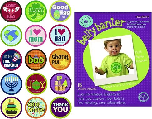Belly Banter Baby Monthly and Holiday Stickers For Boy - Baby By Month Growth Stickers for Clothing and Baby Scrapbook Keepsakes Stickers - Great Baby Shower Gift and Baby Room Stickers 31 Sticker Bundle Pack in Saudi Arabia