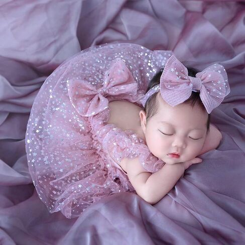 Newborn Photography Outfits Girl Newborn Photography Props Lace Romper Headband Baby Outfits Girls Photo Props in Saudi Arabia