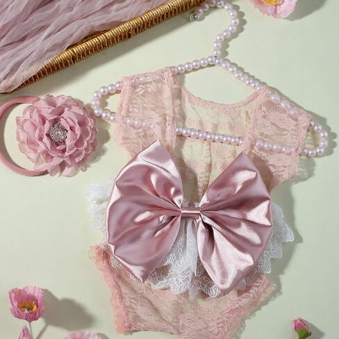 Newborn Photography Outfits Girl Newborn Photography Props Lace Romper Headband Baby Outfits Girls Photo Props in Kuwait