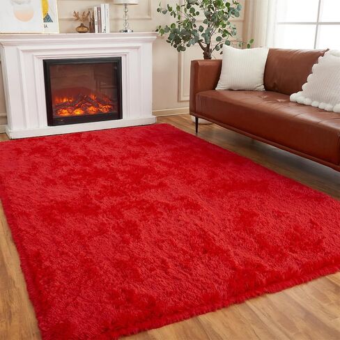 AMTOVO Shag Area Rugs for Living Room, 8X10 White Large Fluffy Clearance Rug Throw Bedroom Carpet, Indoor Modern Fuzzy Nursery Shag Rugs for Kids and Playroom in Saudi Arabia
