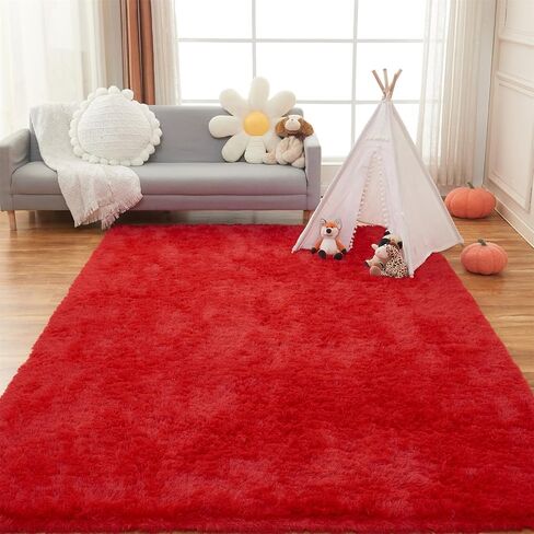 AMTOVO Shag Area Rugs for Living Room, 8X10 White Large Fluffy Clearance Rug Throw Bedroom Carpet, Indoor Modern Fuzzy Nursery Shag Rugs for Kids and Playroom in Saudi Arabia