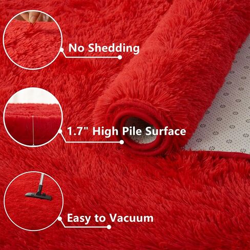 AMTOVO Shag Area Rugs for Living Room, 8X10 White Large Fluffy Clearance Rug Throw Bedroom Carpet, Indoor Modern Fuzzy Nursery Shag Rugs for Kids and Playroom in Saudi Arabia