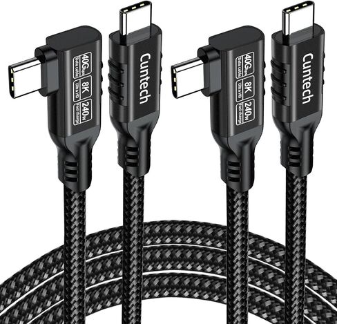 USB C 90 Degree Right Angle Cable 3.3ft 2-Pack, 240W PD Fast Charging 40Gbps Data Transfer 8K/4K Video USB C Cable for Thunderbolt 4/3 MacBook for iPhone 15 iPad Samsung Galaxy Other Type C Devices in Kuwait