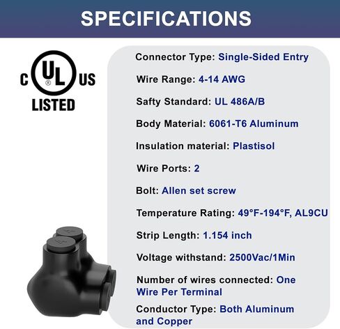 5 Pcs - Insulated Multi Cable Connectors 3 Port Single Entry Splice Electrical Power Connector Black Interconnect Terminals Pre Filled Wire Connectors (2-14AWG Wire Range) in Kuwait