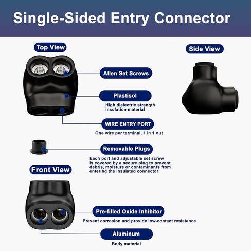 5 Pcs - Insulated Multi Cable Connectors 3 Port Single Entry Splice Electrical Power Connector Black Interconnect Terminals Pre Filled Wire Connectors (2-14AWG Wire Range) in Kuwait