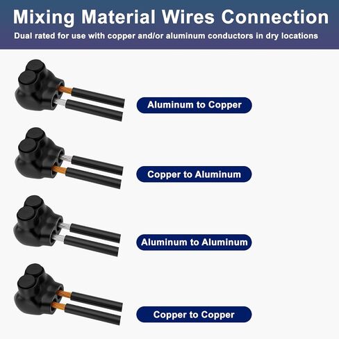 5 Pcs - Insulated Multi Cable Connectors 3 Port Single Entry Splice Electrical Power Connector Black Interconnect Terminals Pre Filled Wire Connectors (2-14AWG Wire Range) in Kuwait