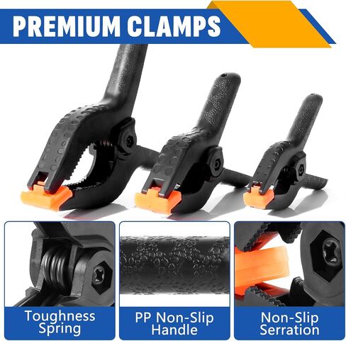 24 Pack 3.5 inch Plastic Spring Clamps, Black Heavy Duty Clips, Backdrop Clips Clamps, Woodworking Clamps, Plastic Clamps for Crafts, Backdrop Stand, Woodworking, Photography in Kuwait
