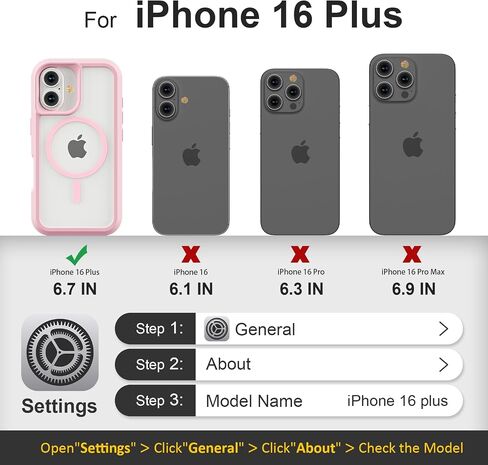 for iPhone 16 Plus Case with Camera Control Capture Button, [Compatible with MagSafe], Heavy Duty Shockproof Protection, Transparent Magnetic Phone Case for iPhone 16 Plus, 6.7 inch, Pink in Saudi Arabia