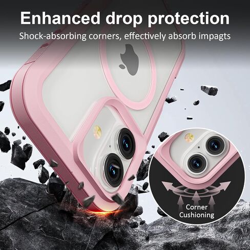 for iPhone 16 Plus Case with Camera Control Capture Button, [Compatible with MagSafe], Heavy Duty Shockproof Protection, Transparent Magnetic Phone Case for iPhone 16 Plus, 6.7 inch, Pink in Saudi Arabia