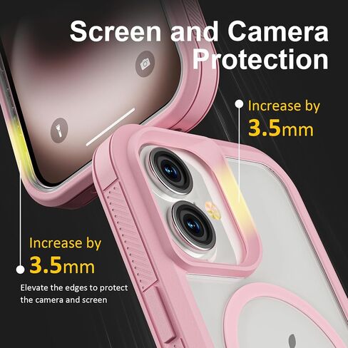 for iPhone 16 Plus Case with Camera Control Capture Button, [Compatible with MagSafe], Heavy Duty Shockproof Protection, Transparent Magnetic Phone Case for iPhone 16 Plus, 6.7 inch, Pink in Saudi Arabia