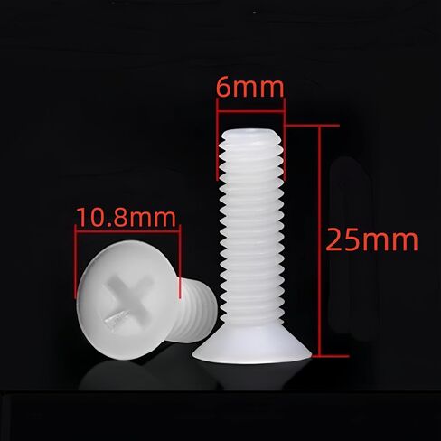 NACX M3 x 20mm مسامير نايلون ملولبة غاطسة فيليبس عموم براغي ذات رأس مسطح، متري، 120 قطعة in Kuwait