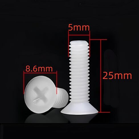 NACX M3 x 20mm مسامير نايلون ملولبة غاطسة فيليبس عموم براغي ذات رأس مسطح، متري، 120 قطعة in Kuwait