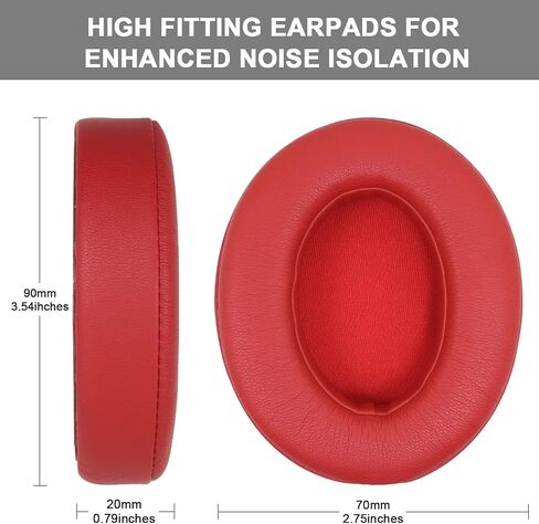 Replacement Ear Pads Cushions for Beats Studio 2 & Studio 3 Wired & Wireless Headphones, Earpads with Soft Protein Leather, Noise Isolation Memory Foam -red in Saudi Arabia