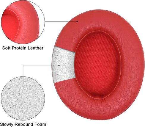 Replacement Ear Pads Cushions for Beats Studio 2 & Studio 3 Wired & Wireless Headphones, Earpads with Soft Protein Leather, Noise Isolation Memory Foam -red in Saudi Arabia