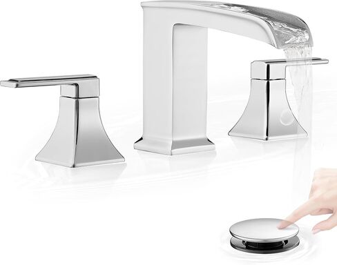 Oil Rubbed Bronze Bathroom Faucet 3 Hole, 4-16 Inch Brass Waterfall Faucet for Bathroom Sink, 2 Handle Vanity Bathroom Faucets with Pop-up Drain and Supply Hoses in Kuwait
