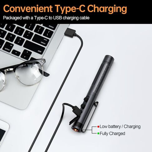 ضوء قلم RISEMART للممرضات، ضوء قلم طبي LED قابل لإعادة الشحن، أبيض دافئ/بارد وخافت بدون خطوات، ضوء قلم طبي محمول للممرضة، الطبيب، الإسعافات الأولية، EMT، التمريض، طالب التمريض (أسود) in Kuwait
