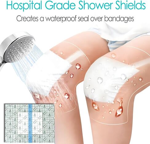 25 Pcs Waterproof Shower Cover 9"x9" with Non-Stick Center Pad for Large Port Surgery Incisions Protector Patch Transparent Film Clear Adhesive Wounds Dressing Bandage Shields in Kuwait