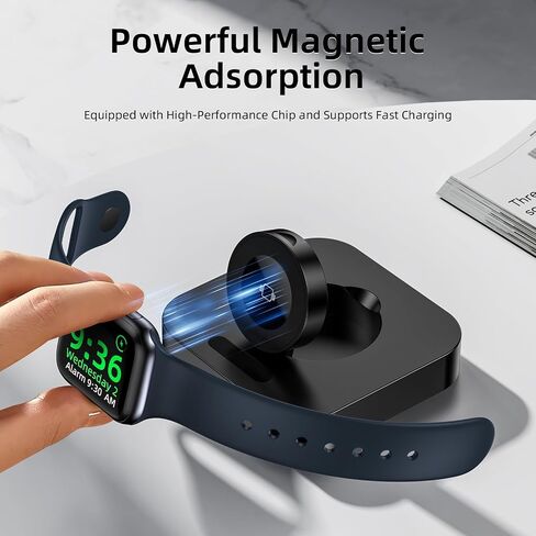 Portable Apple Watch Charger Stand, iwatch Charging Dock, Magnetic Wireless iWatch Charger Fast Charger, Support Nightstand Mode, for iWatch Series Ultra/Ultra2/10/9/8/7/6/5/4/3/2/SE, White in Saudi Arabia