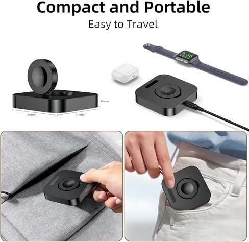 Portable Apple Watch Charger Stand, iwatch Charging Dock, Magnetic Wireless iWatch Charger Fast Charger, Support Nightstand Mode, for iWatch Series Ultra/Ultra2/10/9/8/7/6/5/4/3/2/SE, White in Saudi Arabia