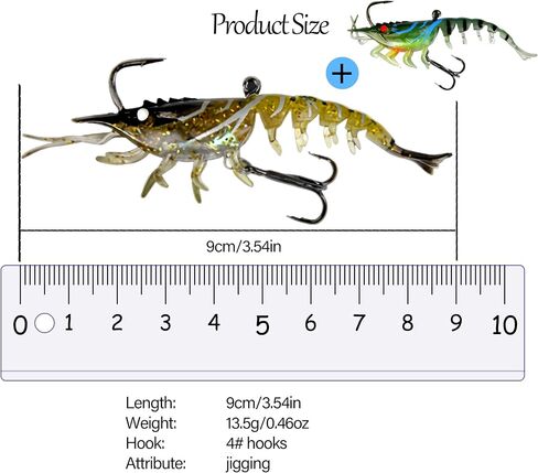 Super Durable TPE Fishing Lures for Crappie Trout Walleye，Lifelike Shrimp Crayfish Swimbait,Pre-Rigged Fishing Jig Lures for Freshwater and Saltwater in Saudi Arabia