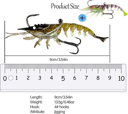 Super Durable TPE Fishing Lures for Crappie Trout Walleye，Lifelike Shrimp Crayfish Swimbait,Pre-Rigged Fishing Jig Lures for Freshwater and Saltwater in Saudi Arabia